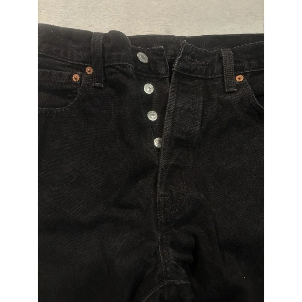 Levis 501 Jeans Mens *34x28 Black Denim Pants‎ Straight Leg Button Fly